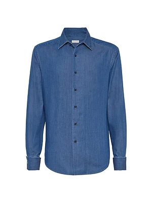 Lightweight Denim Slim Fit Tuxedo Shirt