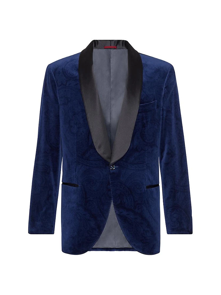 Cotton Paisley Velvet Tuxedo Jacket