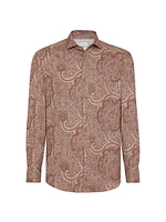 Paisley Slim Fit Shirt With Spread Collar