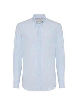 Striped Cotton Slim-Fit Shirt with Button Down Collar