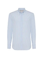 Striped Cotton Slim-Fit Shirt with Button Down Collar