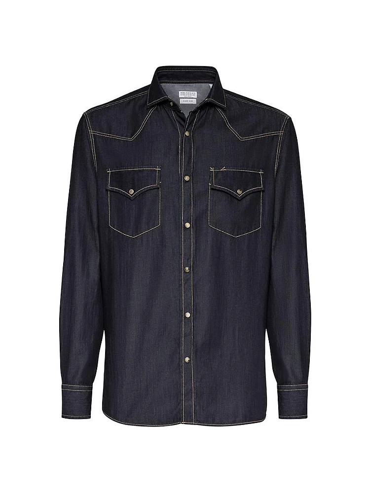 Lightweight Denim Easy Fit Western Shirt