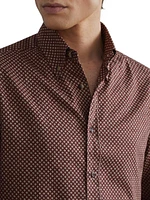 Rhombus Print Twill Slim Fit Shirt