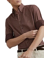 Rhombus Print Twill Slim Fit Shirt