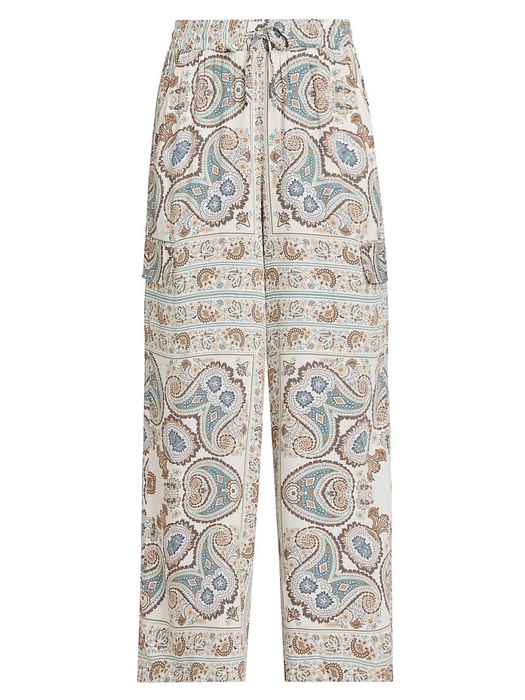 Venice Paisley Wide-Leg Pants