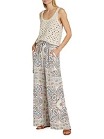 Venice Paisley Wide-Leg Pants