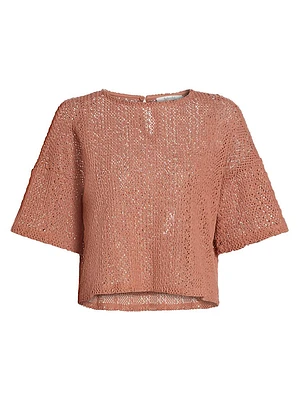 Finley Cotton-Blend Crochet Sweater