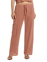 Finley Cotton-Blend Crochet Knit Pants