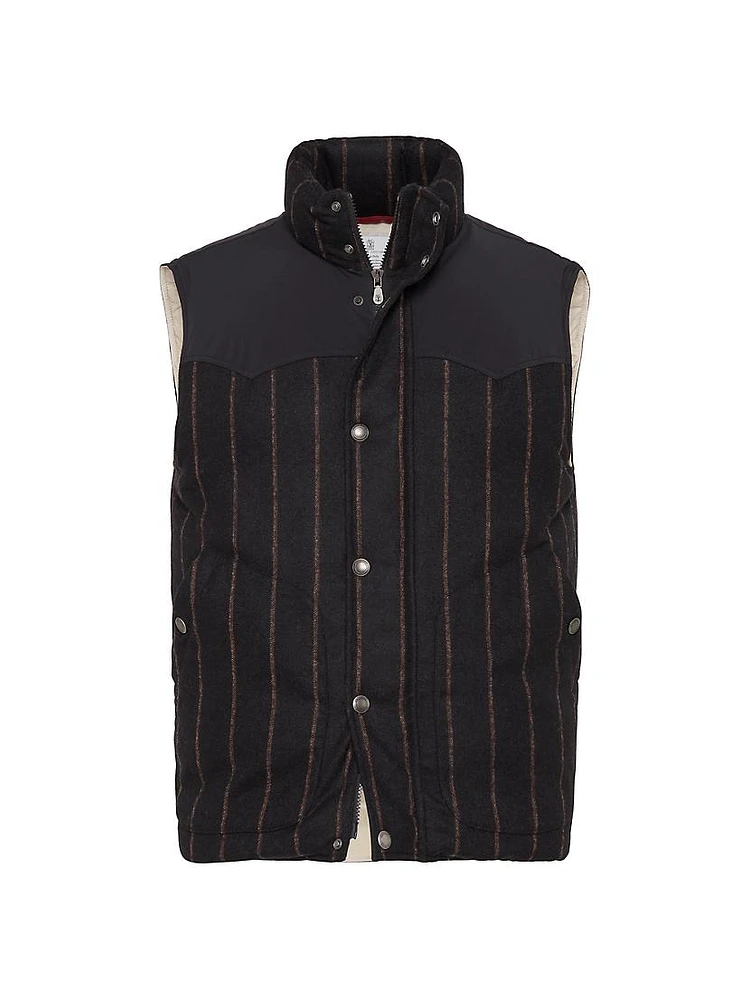 Alpaca and Wool Wide Stripe Down Vest