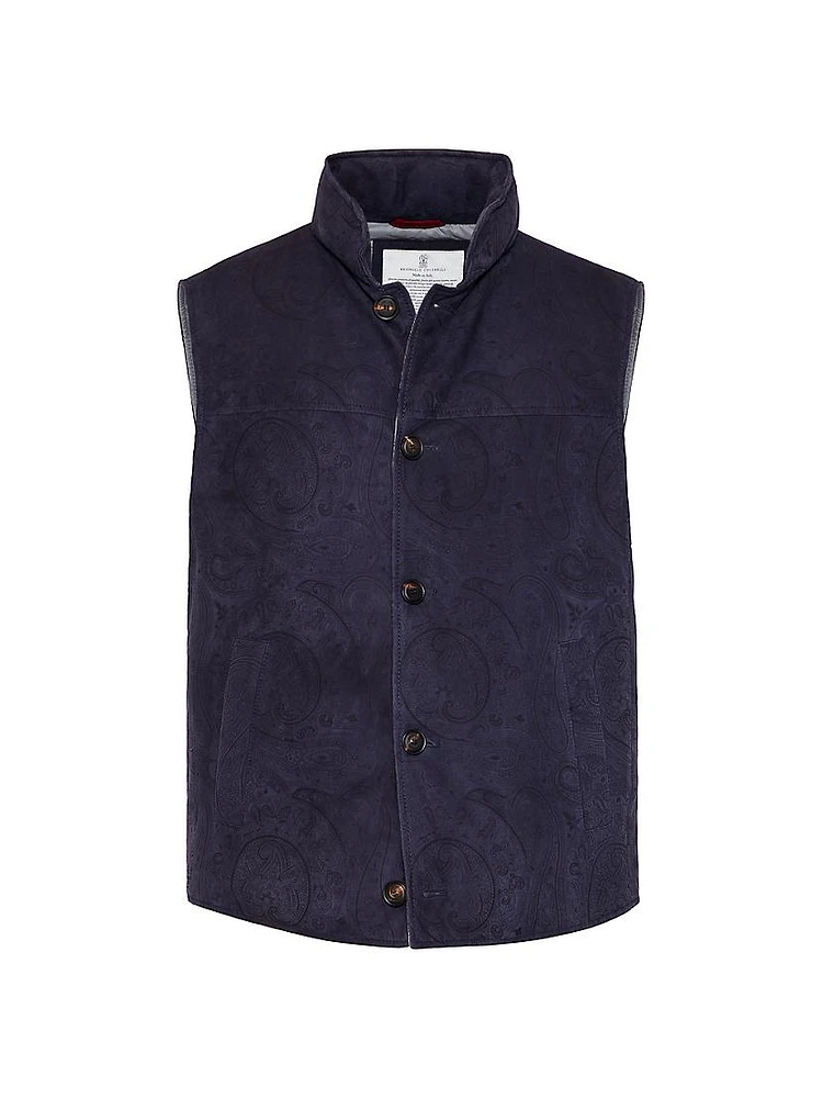 Paisley Suede Down Vest