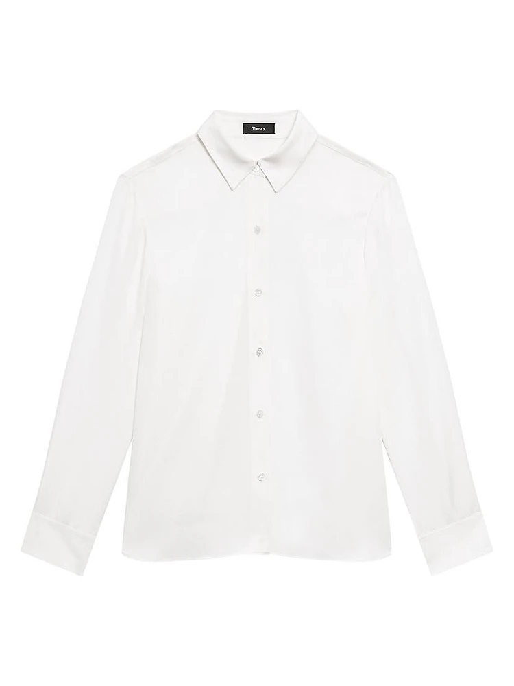 Straight Silk Button-Front Shirt