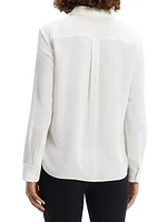 Straight Silk Button-Front Shirt