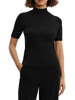 Leenda Merino Wool Short-Sleeve Sweater