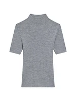 Leenda Merino Wool Short-Sleeve Sweater