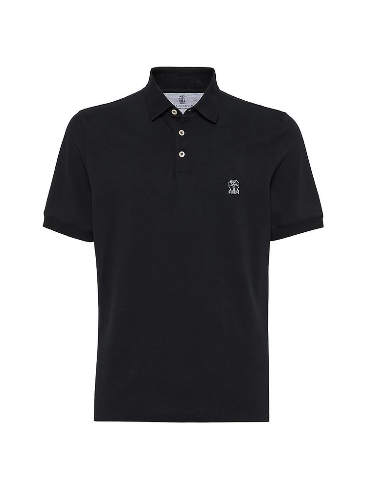 Cotton Piqua Polo Shirt with Printed Logo