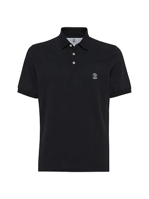 Cotton Piqua Polo Shirt with Printed Logo