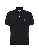 Cotton Piqua Polo Shirt with Printed Logo