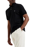 Cotton Piqua Polo Shirt with Printed Logo