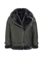 Shearling Lamb Zip Moto Jacket