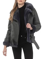 Shearling Lamb Zip Moto Jacket