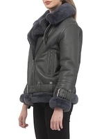 Shearling Lamb Zip Moto Jacket