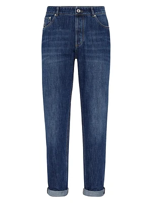 Lightweight Denim Traditional Fit Five Pocket Jeans