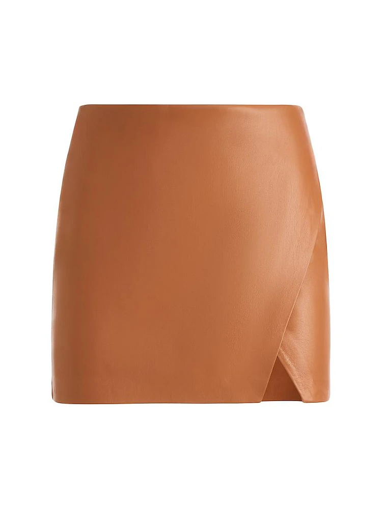 Siobhan Vegan Leather Wrap Miniskirt