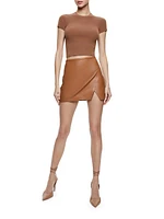 Siobhan Vegan Leather Wrap Miniskirt