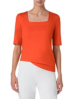 Stretch-Jersey Square-Neck T-Shirt
