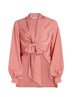 Matte Satin Tie Blouse