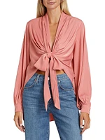 Matte Satin Tie Blouse