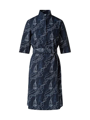 Sailboat Belted Cotton Shirtdress