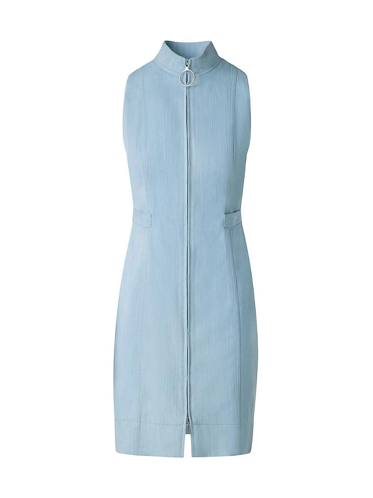 Stretch-Denim Sleeveless Minidress