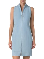 Stretch-Denim Sleeveless Minidress