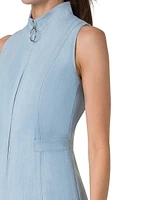 Stretch-Denim Sleeveless Minidress