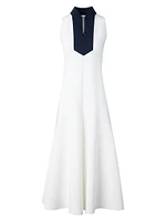 Jersey Mockneck Sleeveless Midi-Dress