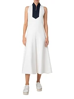 Jersey Mockneck Sleeveless Midi-Dress