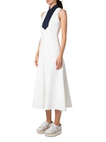 Jersey Mockneck Sleeveless Midi-Dress