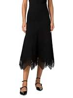 Scalloped Jersey A-Line Midi-Skirt
