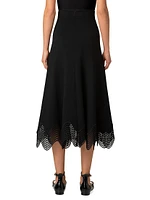 Scalloped Jersey A-Line Midi-Skirt