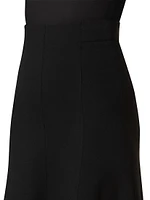 Scalloped Jersey A-Line Midi-Skirt