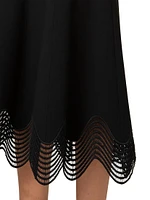 Scalloped Jersey A-Line Midi-Skirt