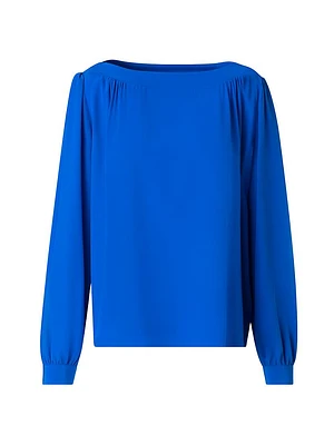 Silk-Crepe Boatneck Blouse