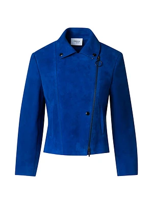 Suede Cropped Biker Jacket