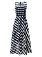 Striped Guipure Lace Maxi Dress