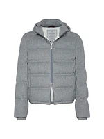 Wool Beaver Cloth Down Jacket with Heat Bonded