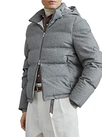 Wool Beaver Cloth Down Jacket with Heat Bonded