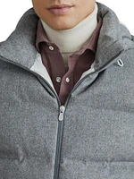 Wool Beaver Cloth Down Jacket with Heat Bonded