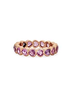 14K Yellow Gold & Pink Sapphire Heart Eternity Band