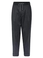 Leisure Fit Trousers with Drawstring and Double Pleats